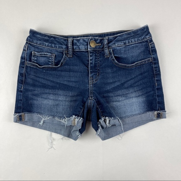 SO Jean Shorts Womens Juniors Shortie Blue - Picture 1 of 8